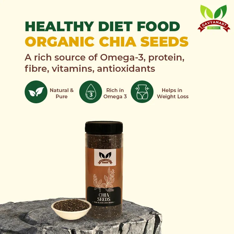 Organic Chia Seeds Healthy Diet Food | Rich in Omega 3 & fiber | Chia Seeds for Weight loss Management | High Protein Healthy Snacks