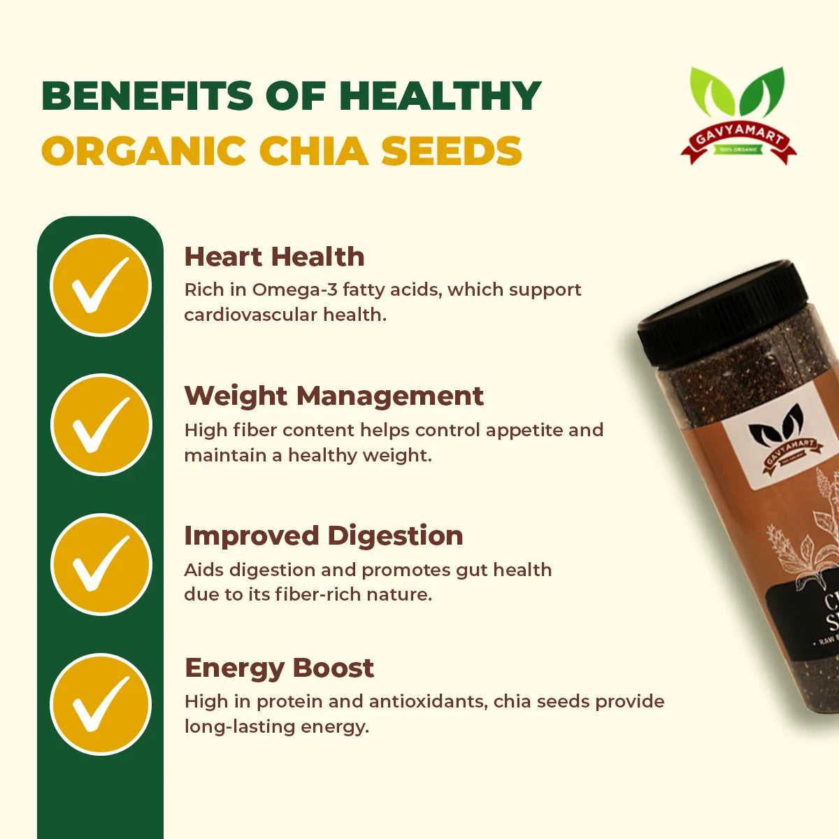 Organic Chia Seeds Healthy Diet Food | Rich in Omega 3 & fiber | Chia Seeds for Weight loss Management | High Protein Healthy Snacks