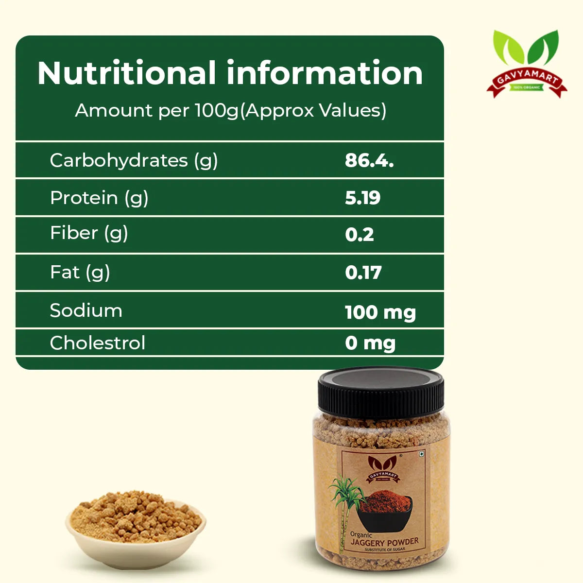 Gavyamart Jaggery Powder | Natural Pure Chemical Free Gur Jaggery